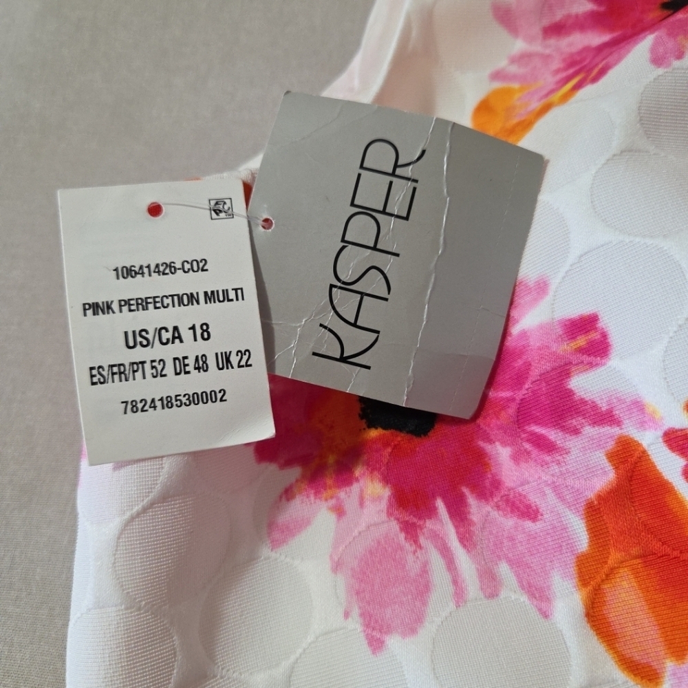 Kasper Dress Womens 18 Pink Convent Garden Printed Jacquard Sleeveless *NWT* - Picture 9 of 13